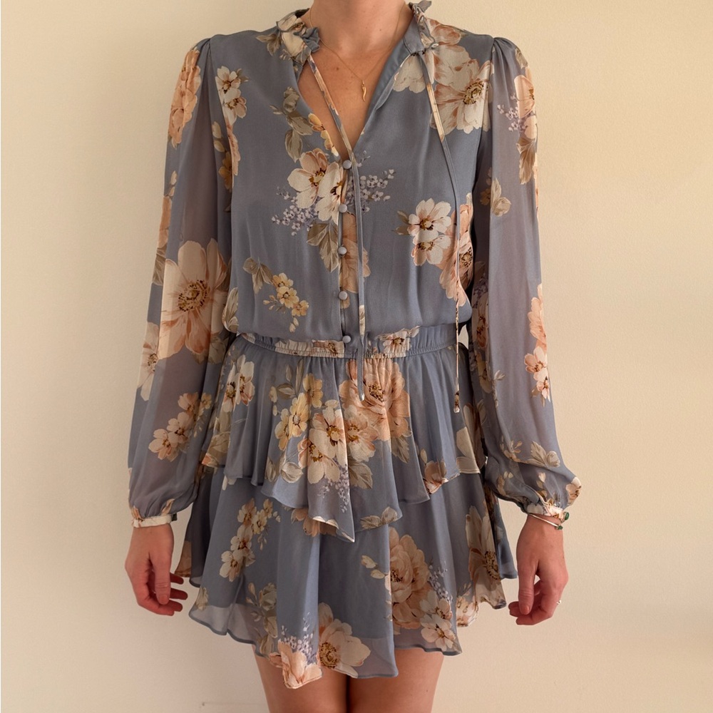 Yumi Kim Floral Long Sleeve Blossom Blue Love Always Dress S